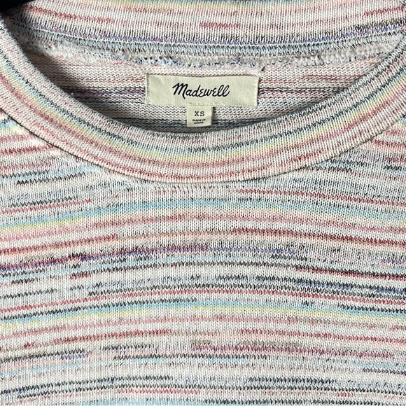 Madewell Bubble-Sleeve Crop Top in Rainbow Stripe. - Picture 4 of 8